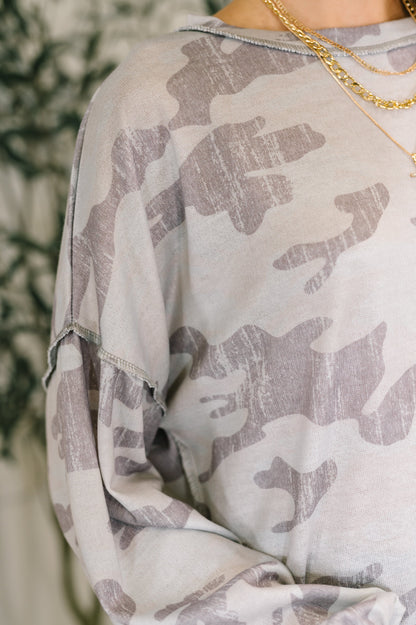 Urban Camo Drop Shoulder French Terry Top