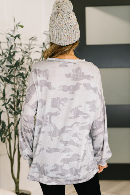Urban Camo Drop Shoulder French Terry Top