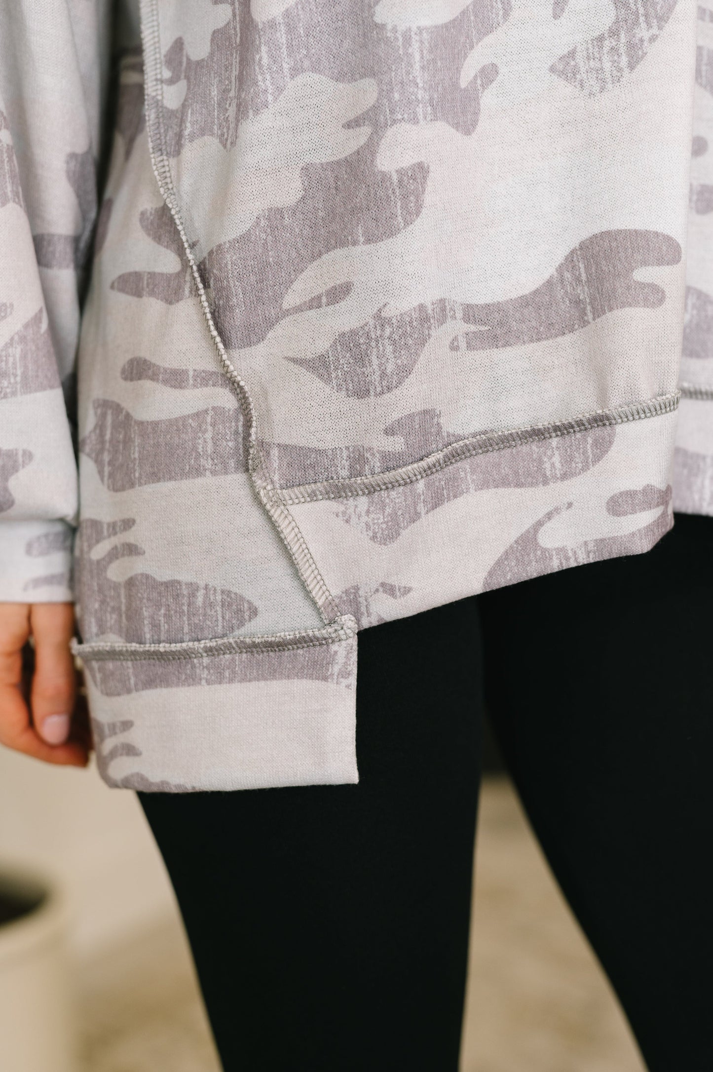 Urban Camo Drop Shoulder French Terry Top