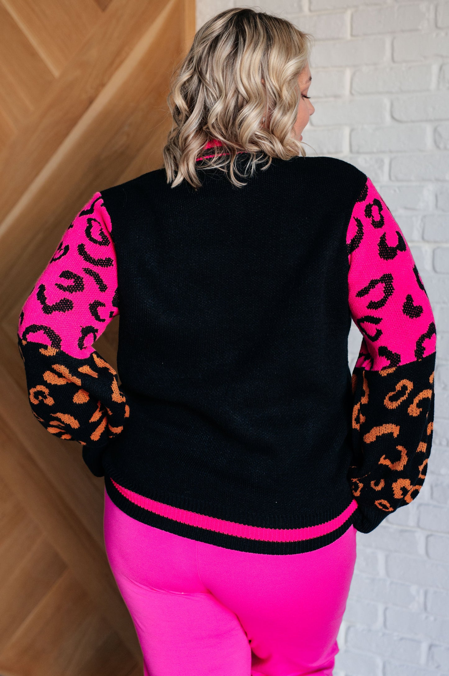 Wild About You Animal Print Sweater – Colorblock Balloon Sleeve Lightweight Knit