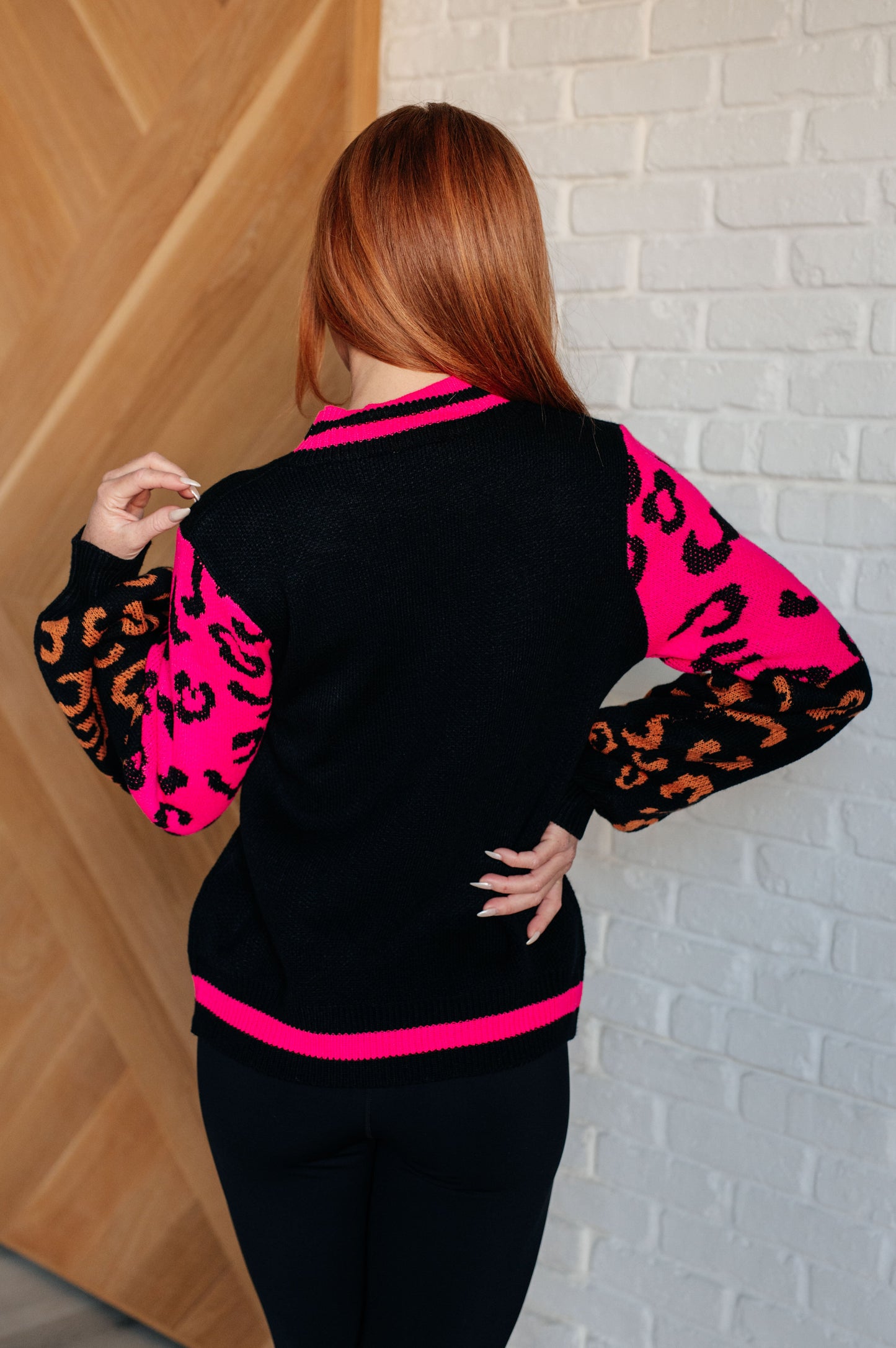 Wild About You Animal Print Sweater – Colorblock Balloon Sleeve Lightweight Knit