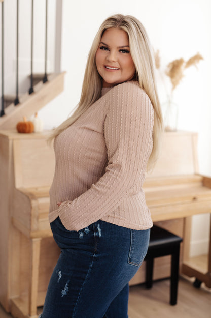 Winding Down Cable Detail Top – Textured Knit Raglan Sleeve Pullover