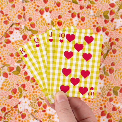 Strawberry Patch x Green Gingham Deck of Cards – Artistic 54-Card Playing Set