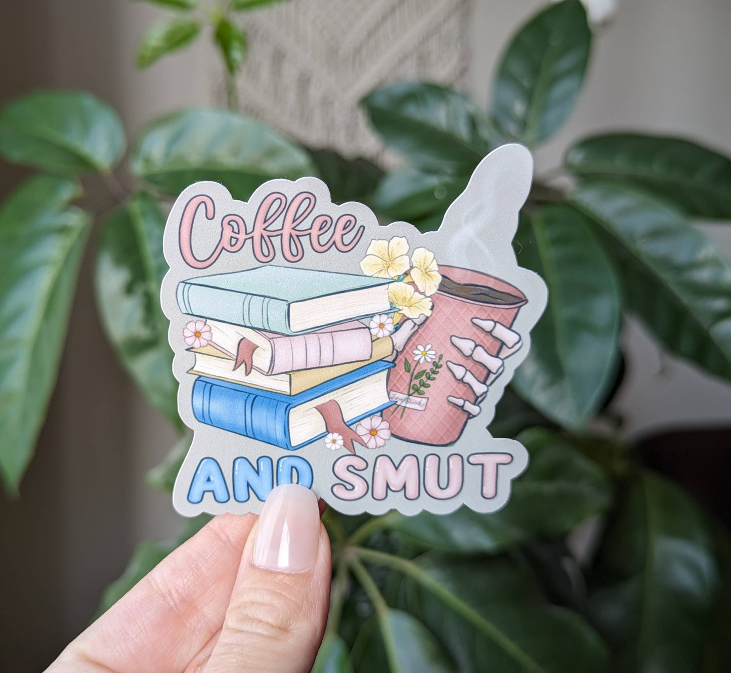 Coffee and Smut Vinyl Sticker | Earth Tone Bookish Sticker | Reader Humor Merch