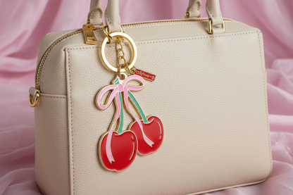 Cherry Bow Enamel Keychain – Coquette Girlycore Accessory