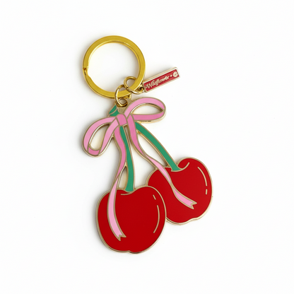 Cherry Bow Enamel Keychain – Coquette Girlycore Accessory