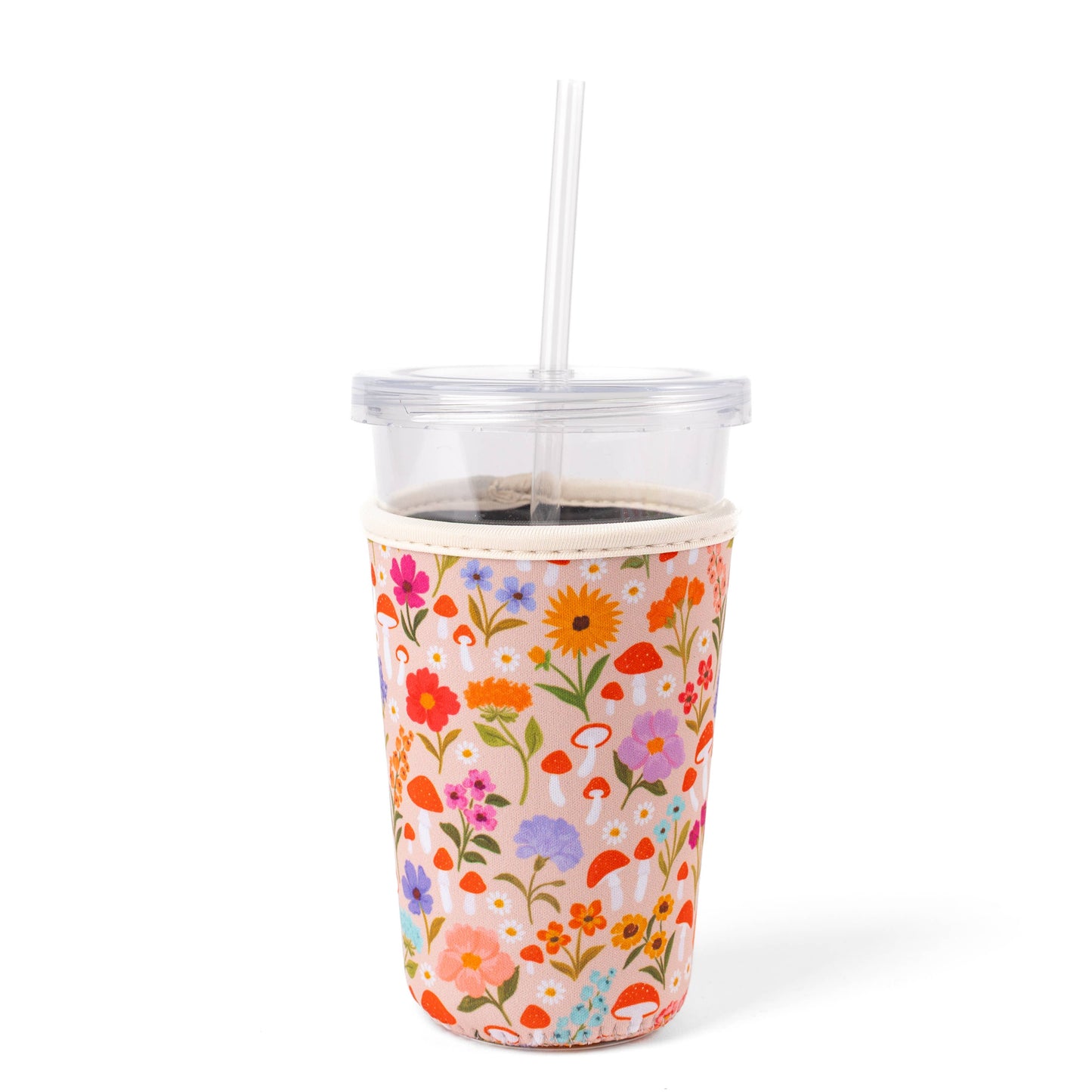 Mushroom Meadows Iced Coffee Sleeve – Neoprene Drink Koozie for To-Go Cups