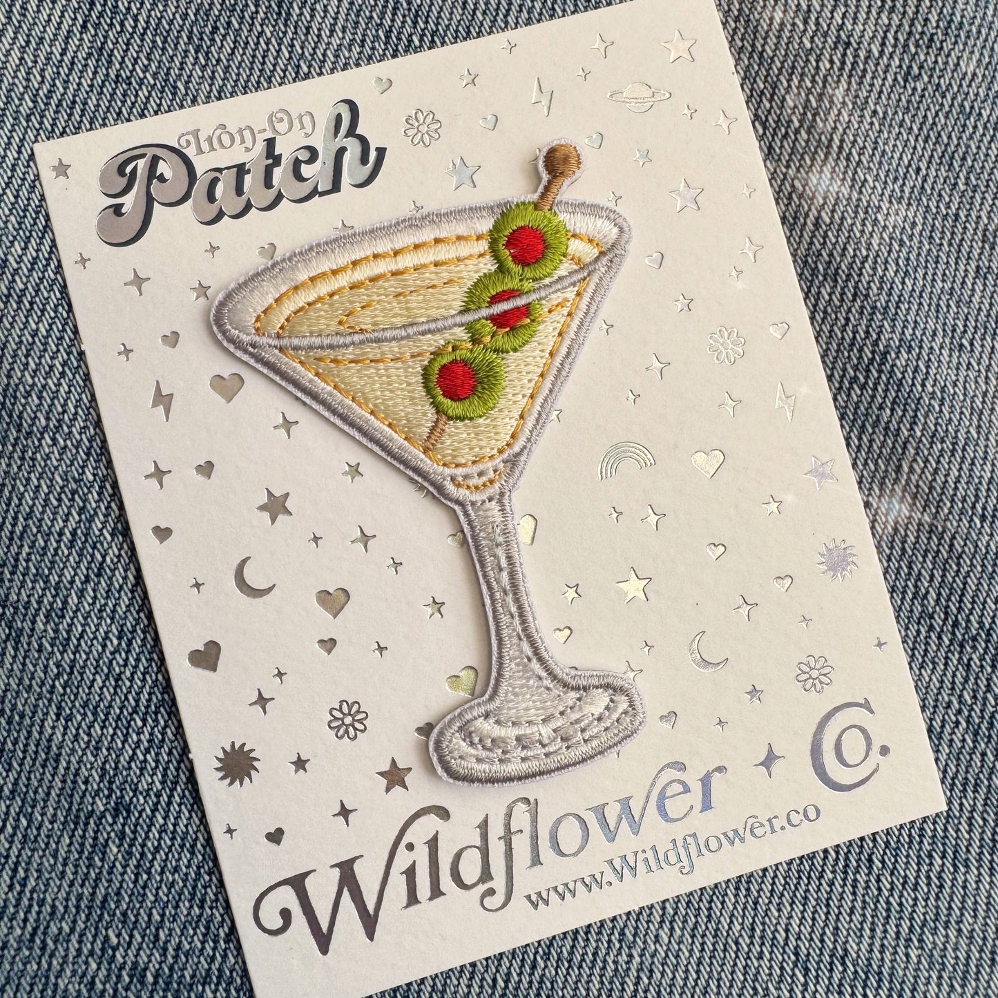 Dirty Martini Iron-On Patch – “It’s Always Tini Time” Embroidered Patch
