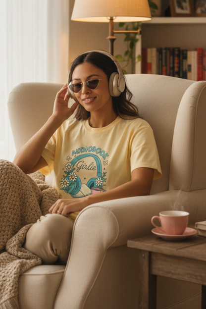 Comfort Colors Audiobook Girlie Shirt - Cute Pastel Butter Bookish Tee