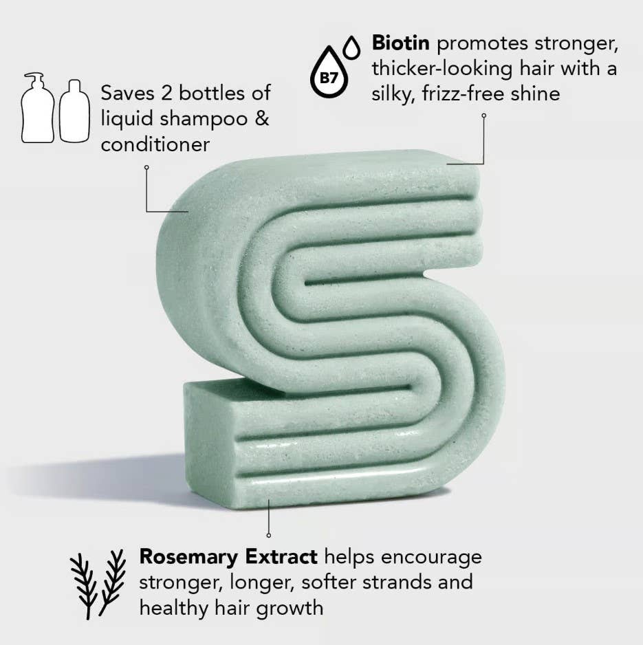 Rosemary & Biotin Volumizing Solid Shampoo Bar – Strengthening & Thickening Hair Care | Vegan, Plastic-Free, Made in USA