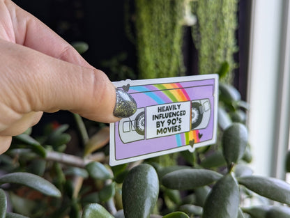 Heavily Influenced by 90s Movies Vinyl Sticker – Nostalgia Y2K Retro Sticker for Laptops & Journals