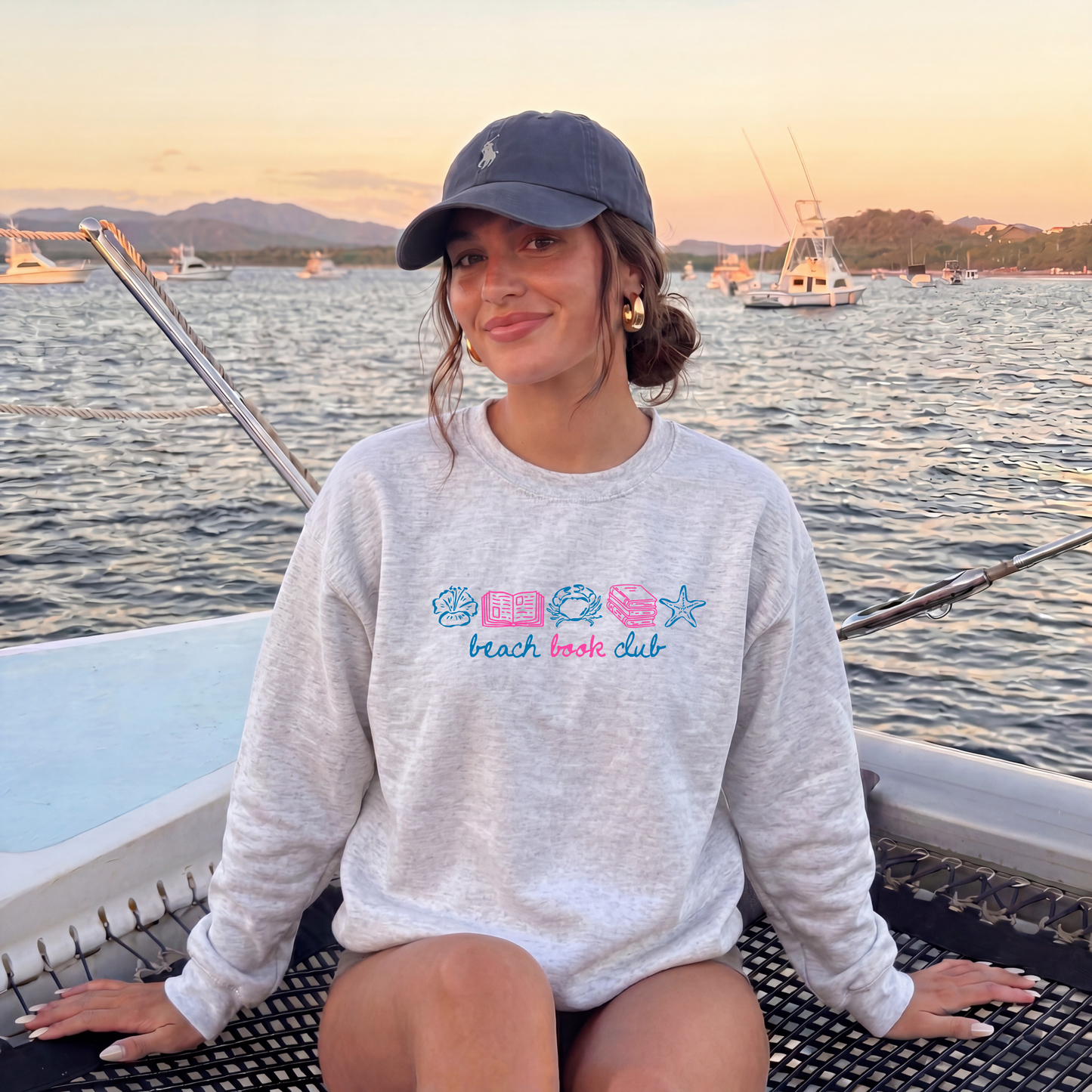 Coastal Bookish Varsity Graphic Sweatshirt | Whimsical Summer Reading Pullover