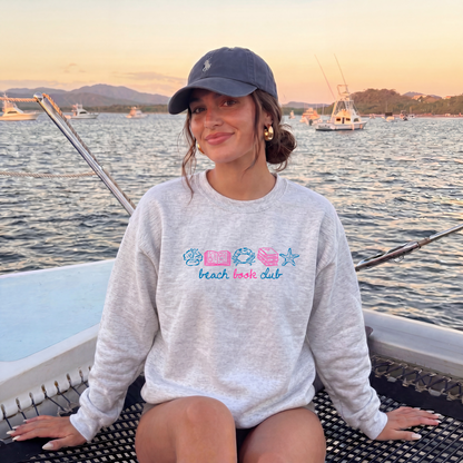 Coastal Bookish Varsity Graphic Sweatshirt | Whimsical Summer Reading Pullover