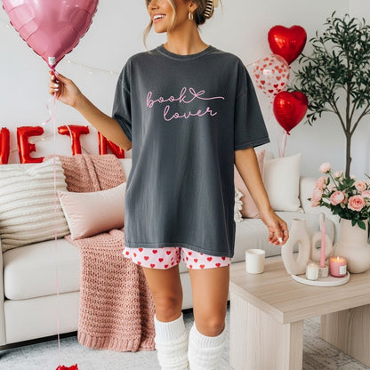 Book Lover T-Shirt, Comfort Colors Pepper Cursive Script Tee
