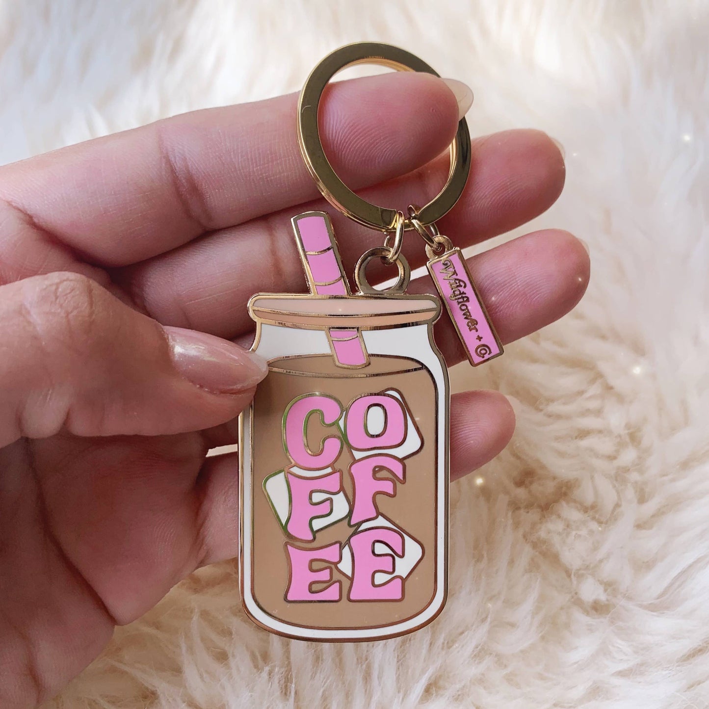 Iced Coffee Enamel Keychain – Cute Coffee Lover Accessory