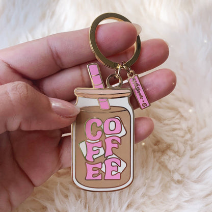 Iced Coffee Enamel Keychain – Cute Coffee Lover Accessory