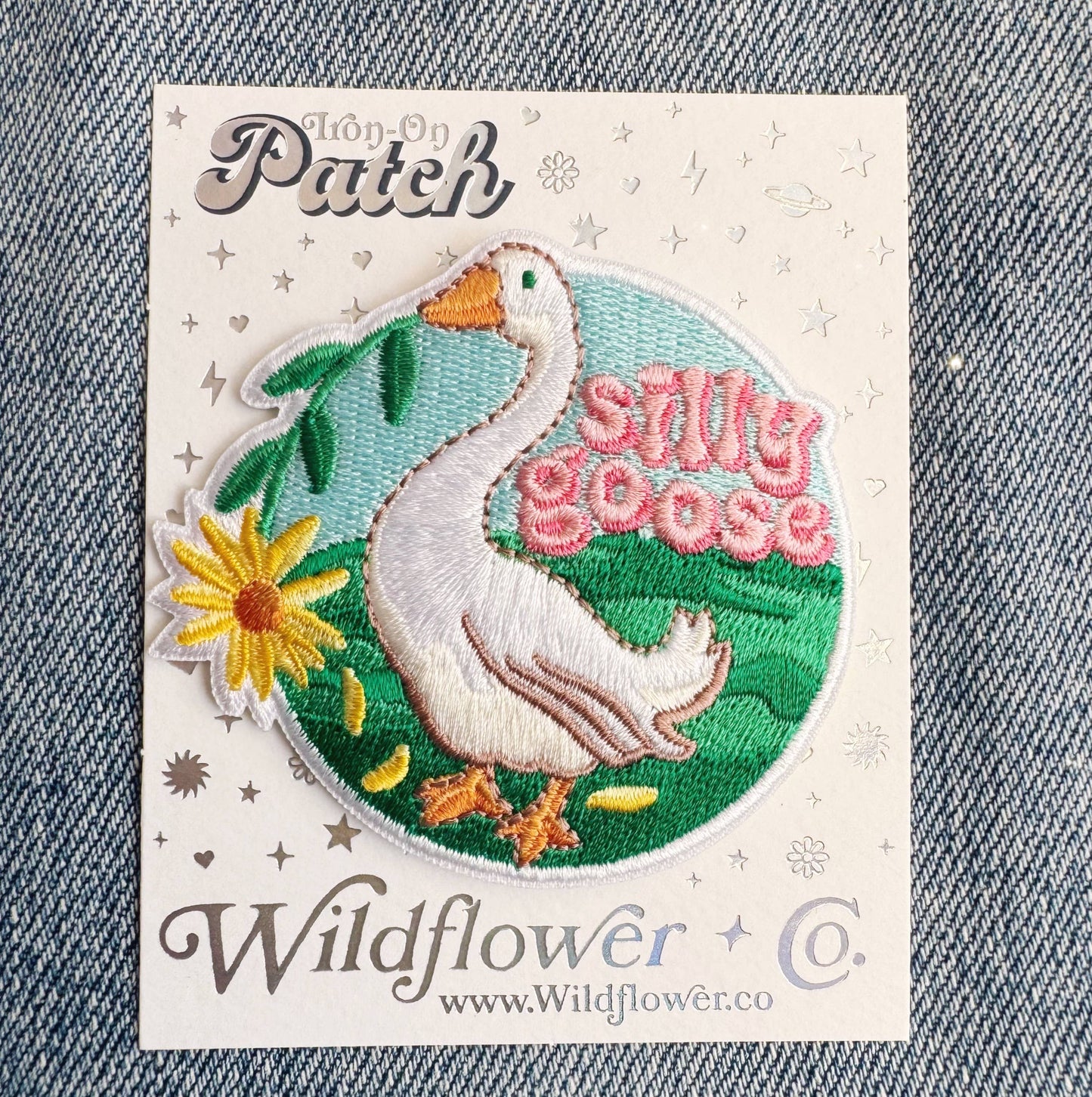 Silly Goose Iron-On Patch – Coquette Pastel Embroidered Patch