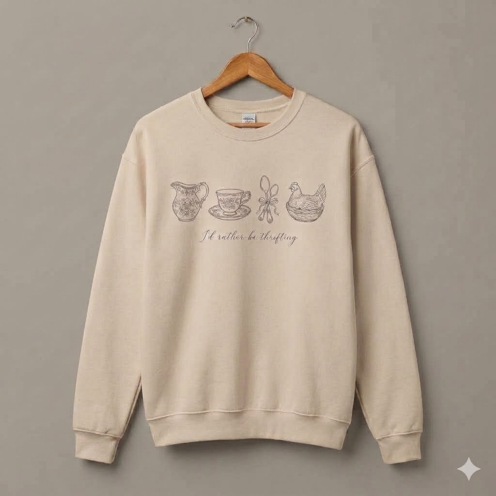 Vintage Vibe Thrifting Sweater - Retro Cottagecore Antique Lover Pullover