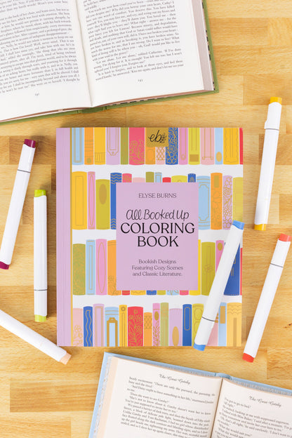 All Booked Up Coloring Book – Bookish & Reading Themed Designs by Elyse Breanne