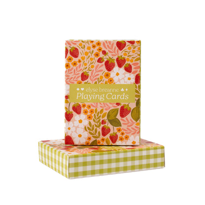 Strawberry Patch x Green Gingham Deck of Cards – Artistic 54-Card Playing Set