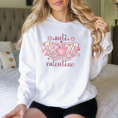 Anti Valentine Skeleton Heart Break Crewneck Long Sleeved T-Shirt
